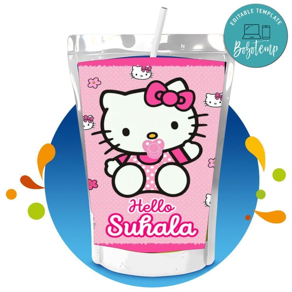 Hello Kitty Baby Shower Capri Sun Birthday Label Digital File Printable Instant Download