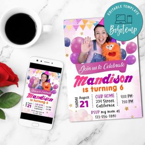 Ms. Rachel Birthday Invitation Customizable Template to Print at Home Instant Download