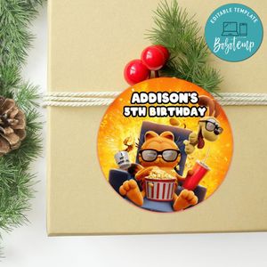 Garfield Circle Sticker Template Customizable To Print At Home Instant Download