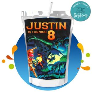 Super Metroid Capri Sun Birthday Labels Digital File Printable Instant Download