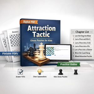Attraction Tactic Chess Puzzles for Kids - Printable PDF & Online Practice
