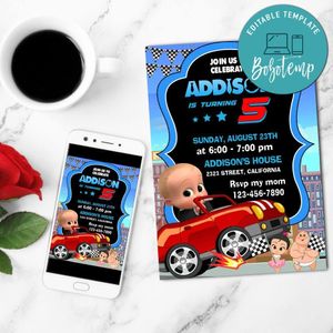Boss baby racing Invitation Customizable Template to Print at Home Instant Download