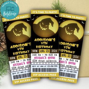 Oogie Boogie Ticket Invitation Customizable Template Instant Download