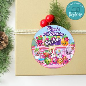 Shopkins Circle Sticker Template Customizable to Print at Home Instant Download