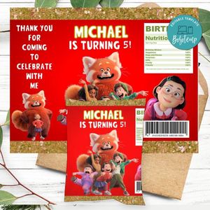 Pixar Turning Red Birthday Chip Bag Digital File Printable Instant Download