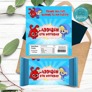 Morphle Candy bar Label Customizable Template Instant Download