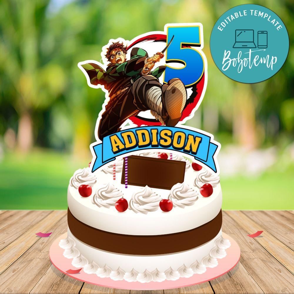 Demon Slayer: Kimetsu No Yaiba The Movie: Infinity Castle Cake Topper Template Printable Instant Download