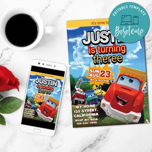 The Adventures of Chuck and Friends Invitation Customizable Template to Print at Home Instant Download