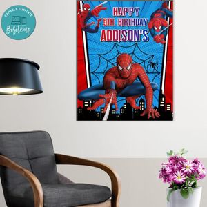 Spiderman Birthday Poster Digital File Printable Instant Download