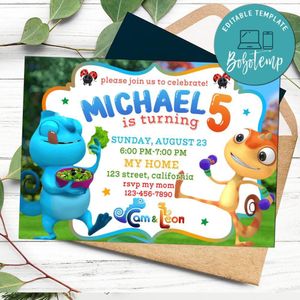 Cam & Leon Birthday Invitation Customizable Template to Print at Home Instant Download