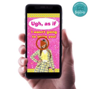 Clueless Birthday Video Invitation Digital Template Customizable Instant Download