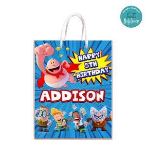 Captain Underpants Gift Bag Label Template Printable Instant Download