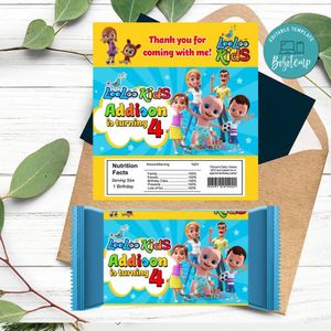 LooLoo Kids Candy bar Label Customizable Template Instant Download