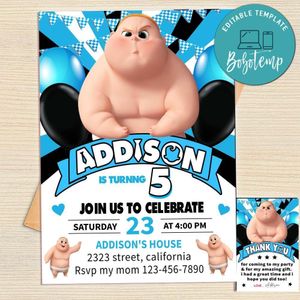 Jimbo Boss Baby Invitation Template Free Thank You Card Printable
