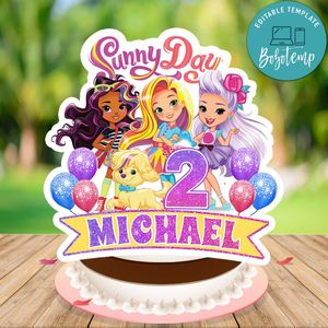 Sunny Day Cake Topper Template Printable Instant Download