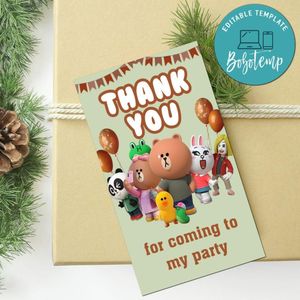 Brown And Friends Thank You Tag Customizable Template To Print At Home Instant Download