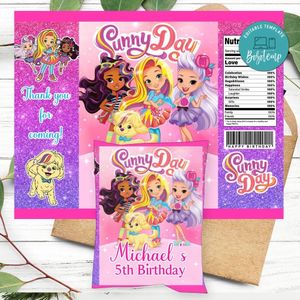 Sunny Day Birthday Party Chip Bag Digital File Printable Instant Download