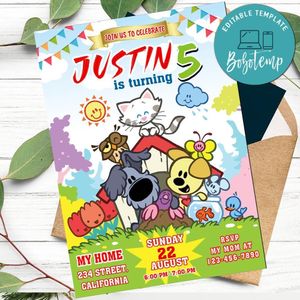 Woezel en Pip Invitation Customizable Template to Print at Home Instant Download