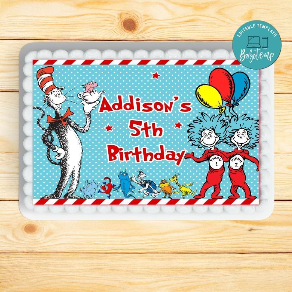 Dr. Seuss Sheet Cake Template Printable Instant Download