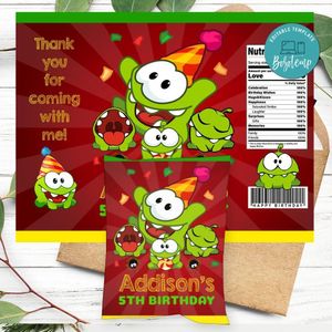 Om nom Birthday Party Chip Bag Digital File Printable Instant Download