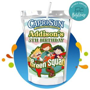 The green squad Capri Sun Birthday Labels Digital File Printable Instant Download