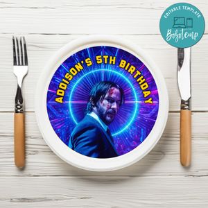 John Wick Birthday Plate Template Customizable To Print At Home Instant Download