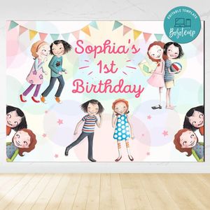 Ivy And Bean Birthday Backdrop Digital File Template Instant Download