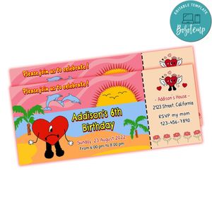 Bad Bunny Ticket Invitation Customizable Template Instant Download