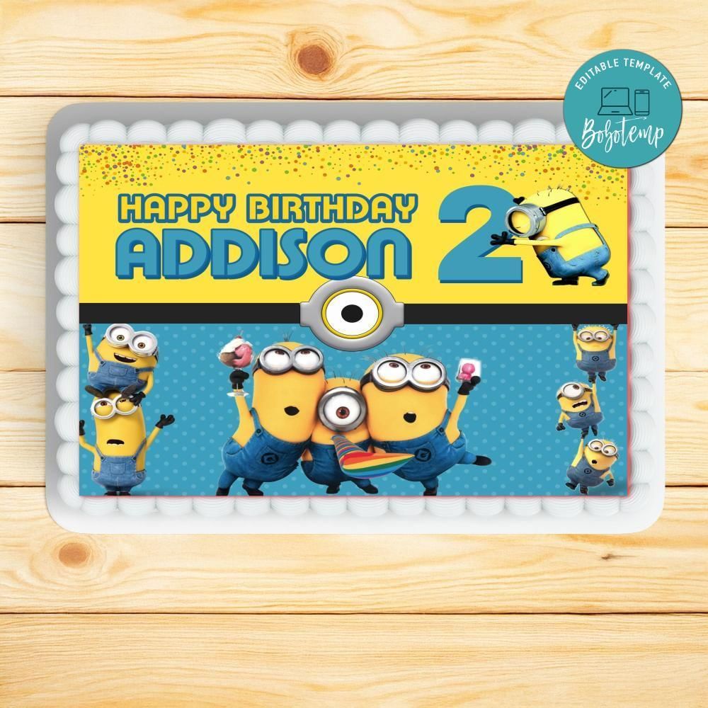 Minion Sheet Cake Template Printable Instant Download