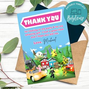 Adopt Me Thank You Card Customizable Template To Print At Home Instant Download