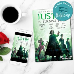The Matrix Invitation Customizable Template to Print at Home Instant Download