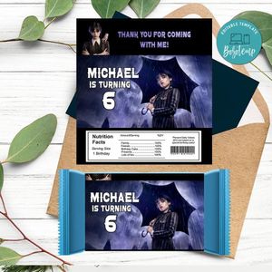 Wednesday Candy bar Label Customizable Template Instant Download