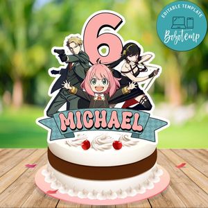 Spy family Birthday Cake Topper Template Printable Instant Download