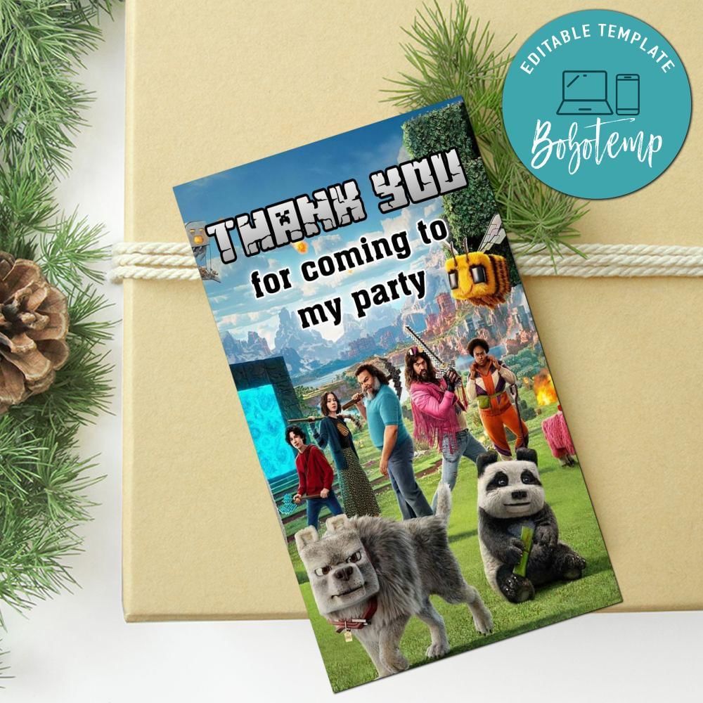 Minecraft Thank You Tag Customizable Template To Print At Home Instant Download