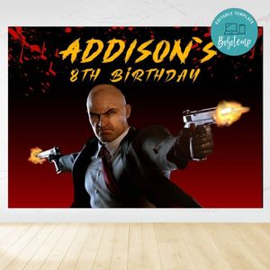 Hitman Birthday Backdrop Digital File Template Instant Download
