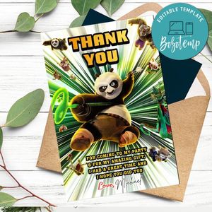 Kung Fu Panda 4 Thank You Card Customizable Template To Print At Home Instant Download