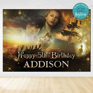 Peter Pan & Wendy Birthday Backdrop Digital File Template Instant Download