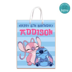 Stitch And Angel Gift Bag Label Template Printable Instant Download