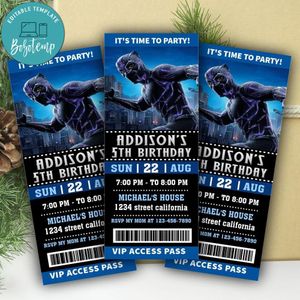 Black Panther Ticket Invitation Customizable Template Instant Download