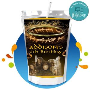 Lord of the rings Capri Sun Birthday Label Digital File Printable Instant Download