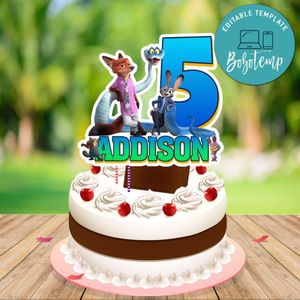 Zootopia 2 Cake Topper Template Printable Instant Download