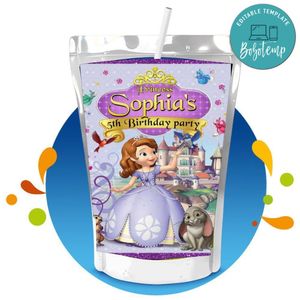 Princess Sofia Capri Sun Birthday Labels Digital File Printable Instant Download