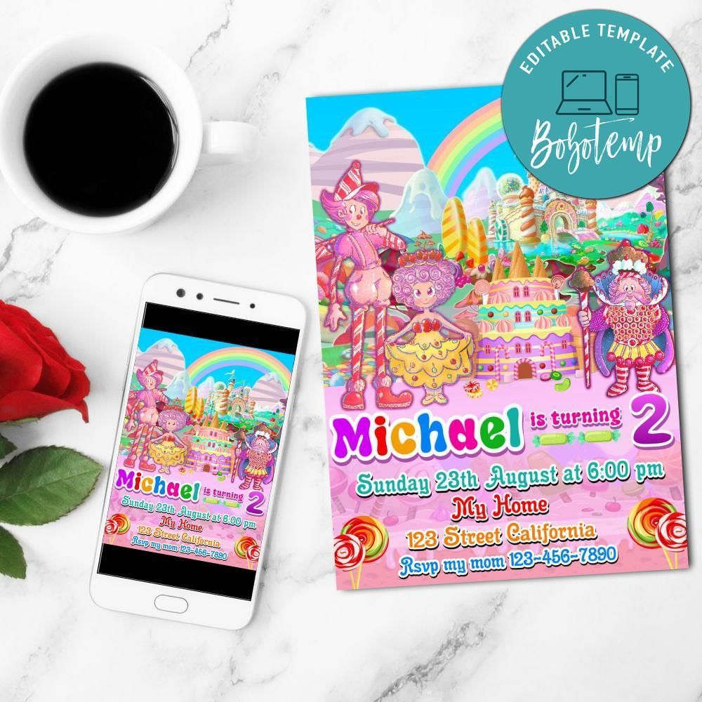 Candyland Mobile Invite Customizable Template Instant Download