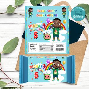 Cocomelon Cody Candy bar Label Customizable Template Instant Download