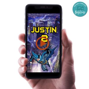 Batman Video Invitation Digital Template Customizable Instant Download