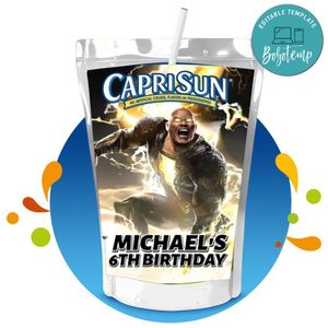 Black Adam Capri Sun Birthday Labels Digital File Printable Instant Download