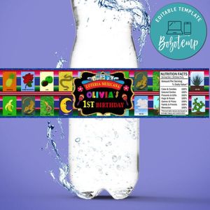 Loteria Birthday Water Bottle Label Template to Print at Home Instant Download