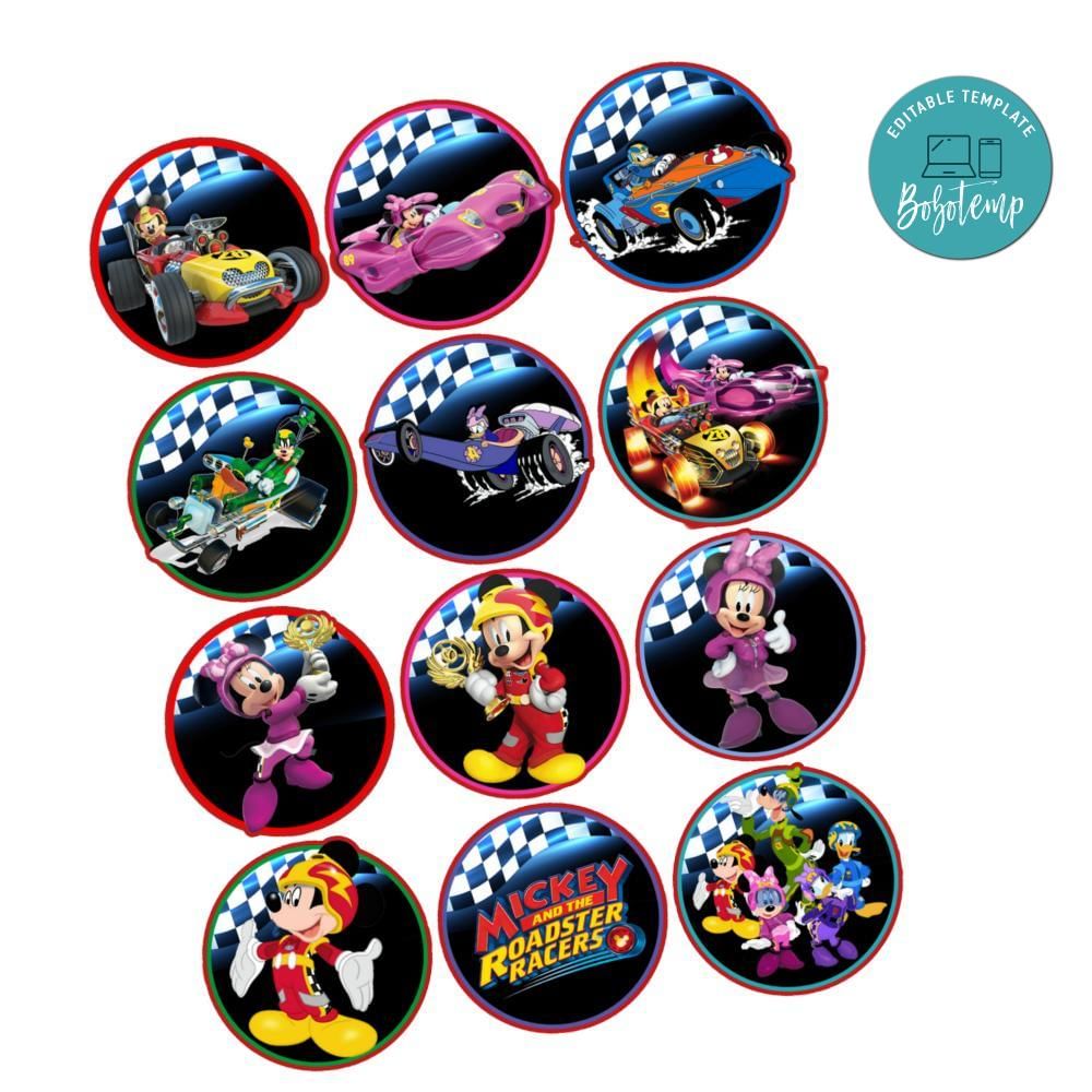 Mickey Roadster Racers Cupcake Toppers Template Printable Instant Download | Bobotemp