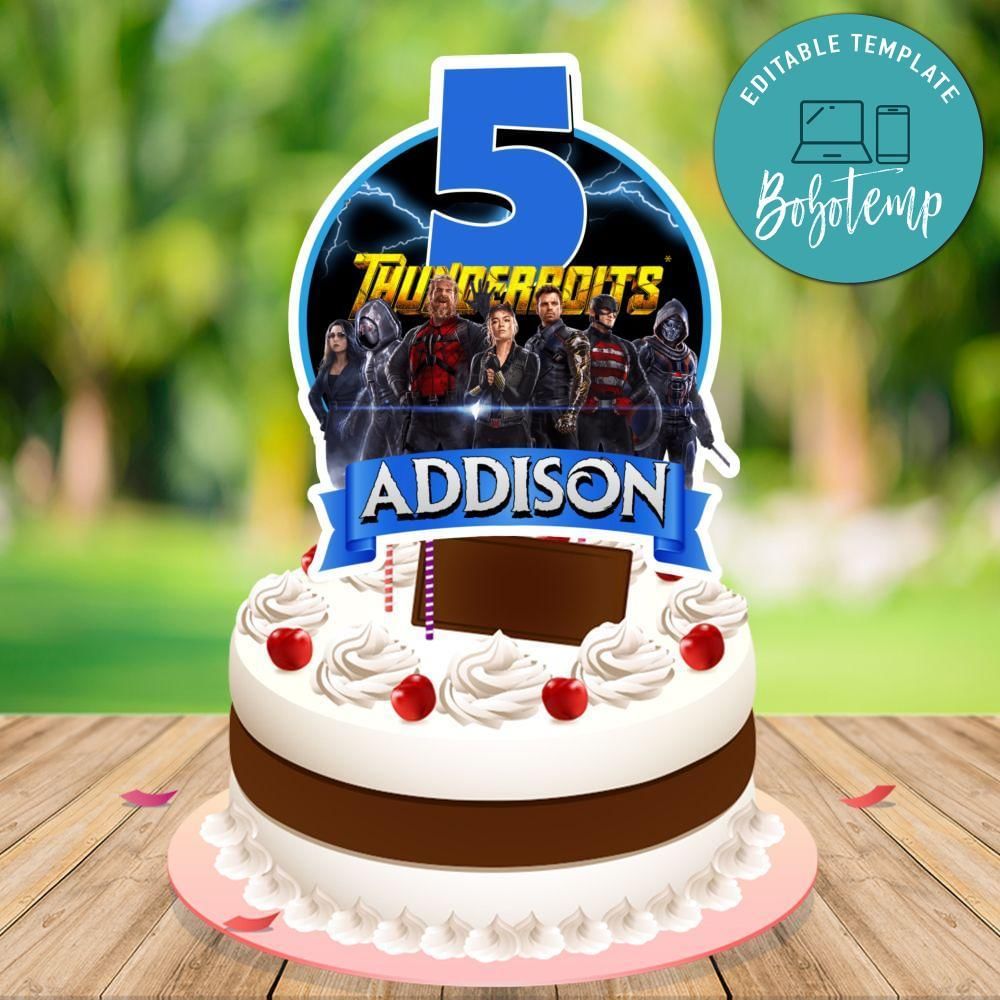 Thunderbolts Cake Topper Template Printable Instant Download