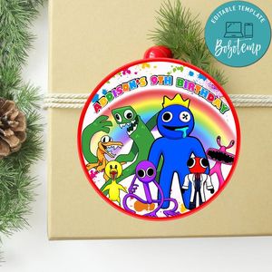 Rainbow Friends Roblox Birthday Round Label Digital File Customizable Instant Download